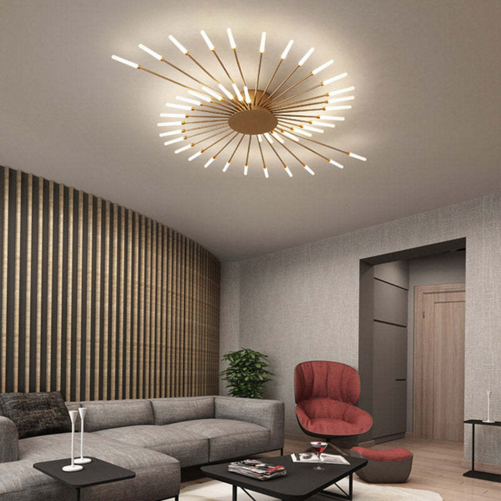 LumenMax Design Deckenleuchte Gold, große, moderne LED-Lampe, stilvolle Innenbeleuchtung.