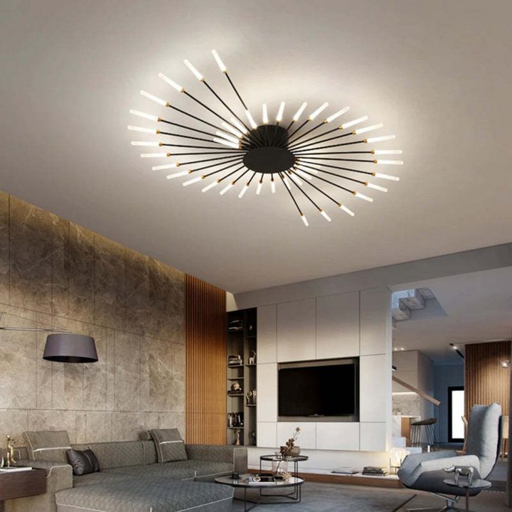 LumenMax LED-Deckenleuchte, große, dimmbare Designlampe in Gold, moderne Wohnzimmerleuchte.