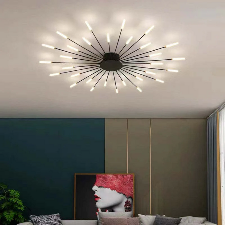 Designlampe LumenMax: moderne, große LED-Deckenleuchte in Schwarz oder Gold, energieeffizient dimmbar.