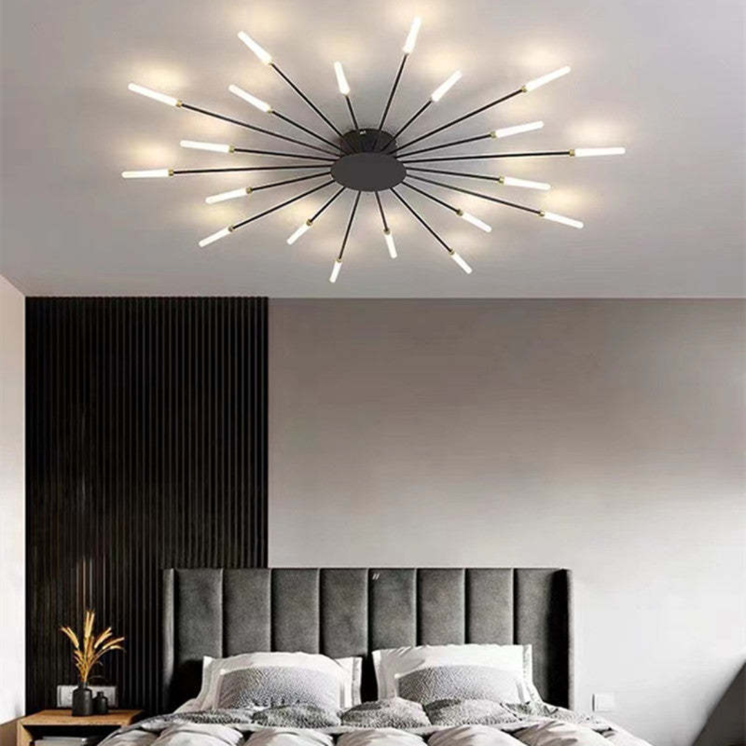 Elegante LumenMax LED-Deckenleuchte Gold, dimmbare und energieeffiziente Beleuchtung für Schlafzimmer.