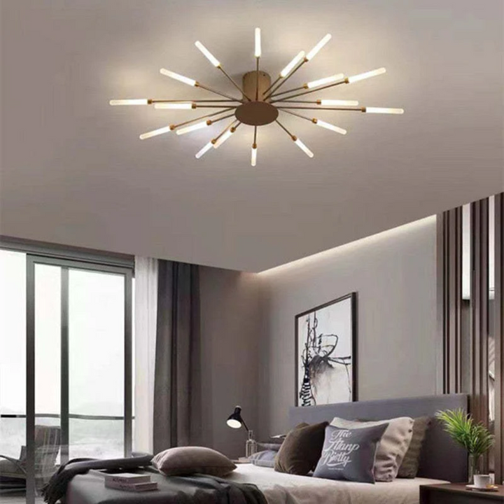 Moderne LumenMax LED-Deckenleuchte, große Deckenlampe in Gold für stilvolle Innenbeleuchtung.