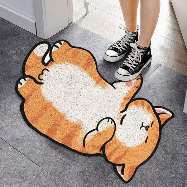 PVC Fußmatte mit lustiger Katze. Rutschfest und schmutzfangend, ideal für den Eingangsbereich oder das Badezimmer.