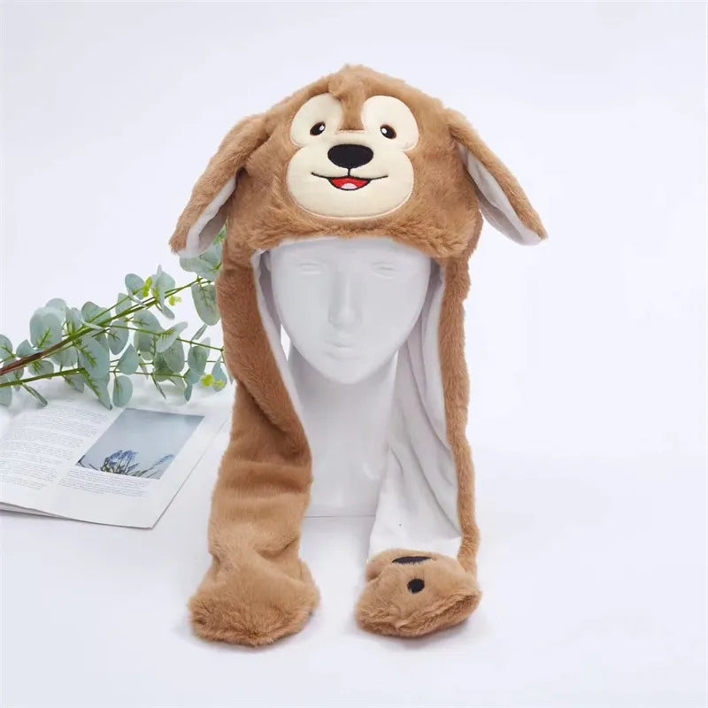 Geschenk für Halloween: Lustige Wintermütze mit beweglichen Ohren, als Tierhut.