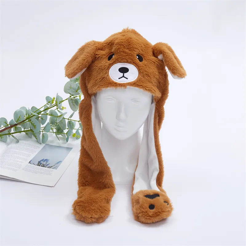 Winter-Accessoire: Tierhut-Mütze mit beweglichen Ohren, unisex, für Spaß im Schnee.