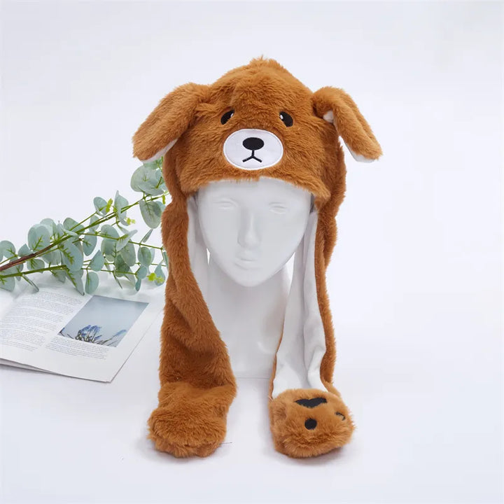 Winter-Accessoire: Tierhut-Mütze mit beweglichen Ohren, unisex, für Spaß im Schnee.