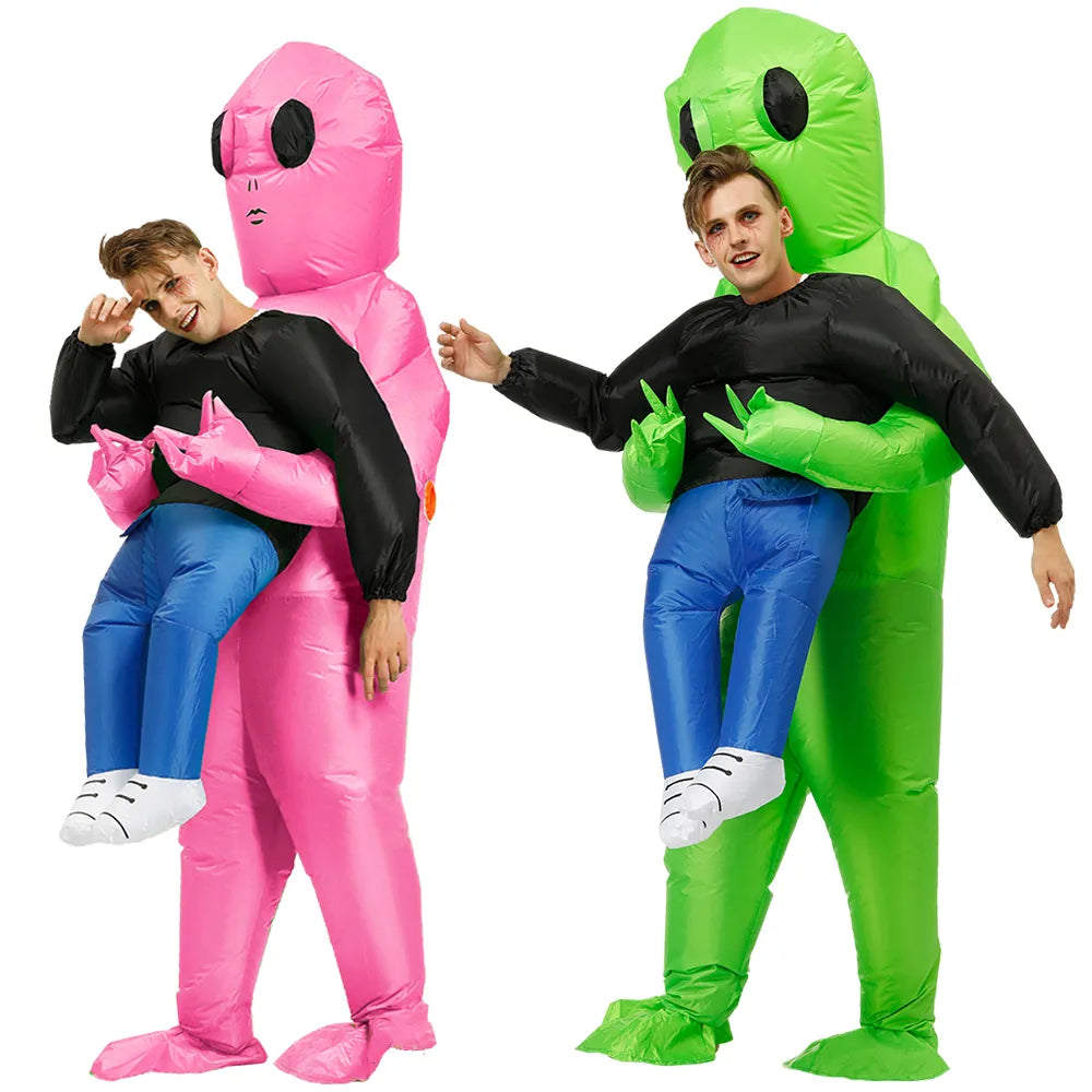 Lustiges, aufblasbares grünes Alien Kostüm für Kinder und Erwachsene; ideal für Halloween, Karneval & Party Verkleidung.