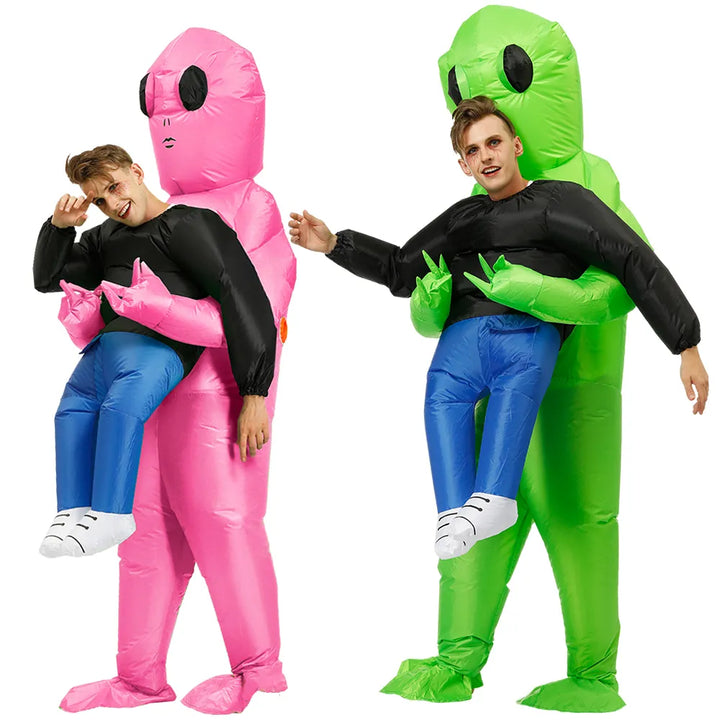 Lustiges, aufblasbares grünes Alien Kostüm für Kinder und Erwachsene; ideal für Halloween, Karneval & Party Verkleidung.