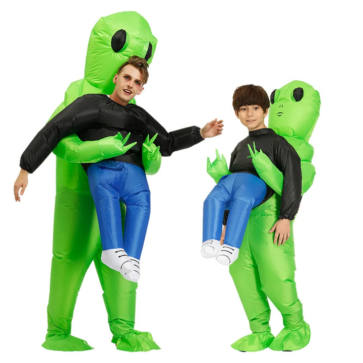 Unisex aufblasbares Alien Kostüm; grüner Außerirdischer für Erwachsene & Kinder, perfekt für Fasching, Party & Cosplay.