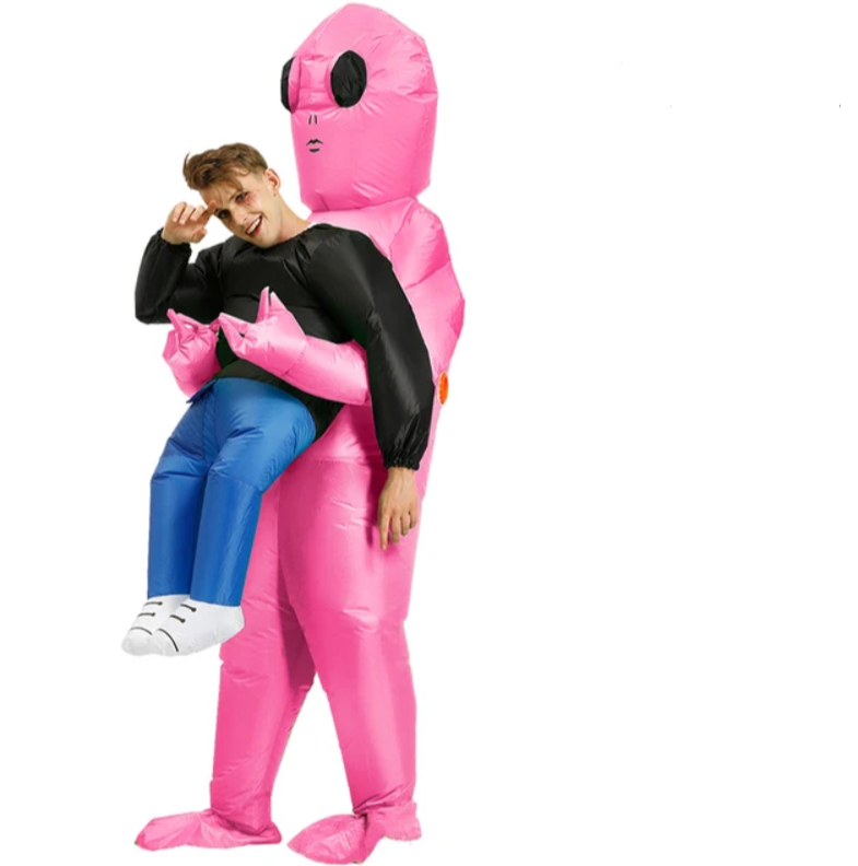 Auffälliges aufblasbares grünes Alien Kostüm; tolle Verkleidung für Halloween, Karneval oder jede Party; Unisex.