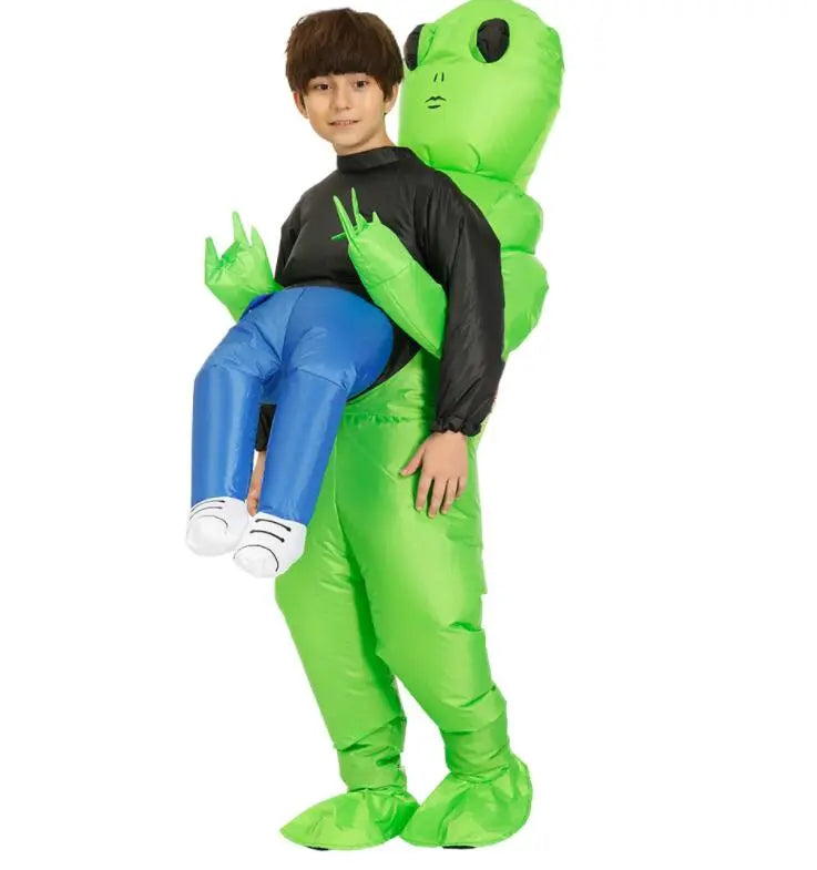 Grünes aufblasbares Alien Kostüm, Unisex Verkleidung für Erwachsene & Kinder; perfekt für Halloween, Karneval & Mottopartys.