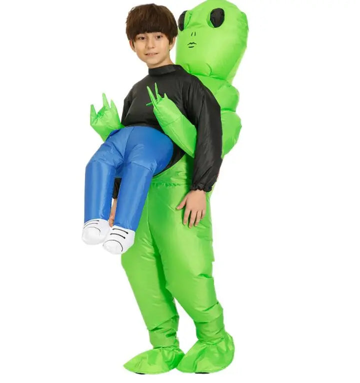 Grünes aufblasbares Alien Kostüm, Unisex Verkleidung für Erwachsene & Kinder; perfekt für Halloween, Karneval & Mottopartys.