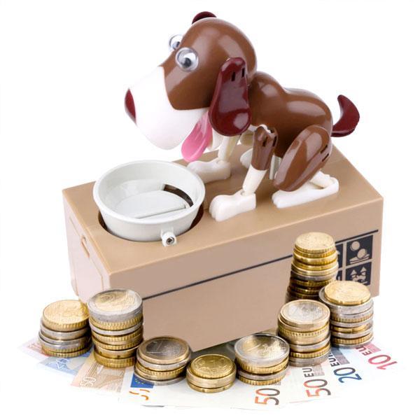 Kinderspardose: Ein hungriger Hund "frisst" Münzen von der Schale. Fördert spielerisches Sparen & ist eine lustige Deko.