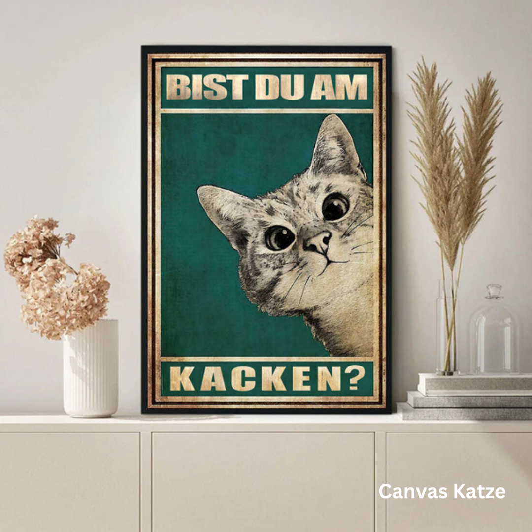 Lustiges Katzen Canvas Wandbild mit humorvollem Cartoon-Motiv für moderne Wohnzimmer Deko. Perfekte Haustier Kunst.