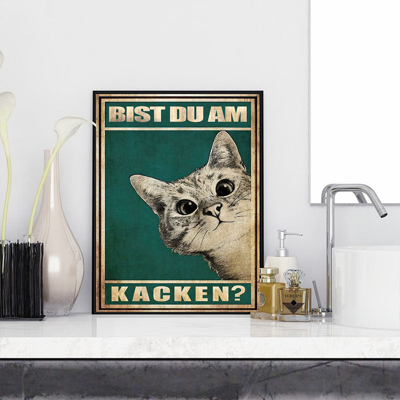 Humorvolles Katzen Leinwandbild, stilvolle Deko und Geschenk für Katzenliebhaber. Süße Cartoon-Katze als Home Deko.