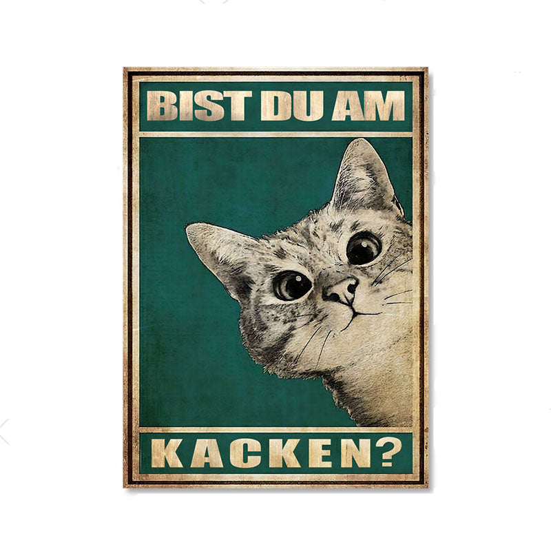 Hochwertiges Katzen Wandbild aus Canvas, humorvolle Kunst für ein stilvolles Zuhause. Ideal als moderne Schlafzimmer Deko.