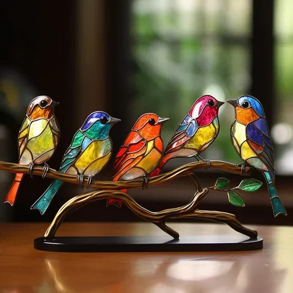 Farbenfrohe Buntglas Vogel Deko, handgemachte Glas Tierfigur als Wohnaccessoire oder Geschenk.