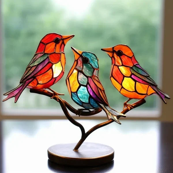 Elegante Buntglas Vogel Statuette, Kunsthandwerk aus Glas, perfekte Dekoration für Zuhause.