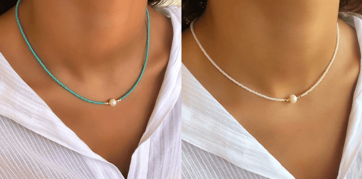 Glänzende Damen Perlenkette. Strahlender Perlenschmuck, ideale Halskette für luxuriöse Eleganz.