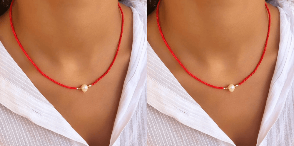 Klassische weiße Damen Perlenkette. Stilvoller Perlenschmuck und elegante Halskette für jeden Anlass.