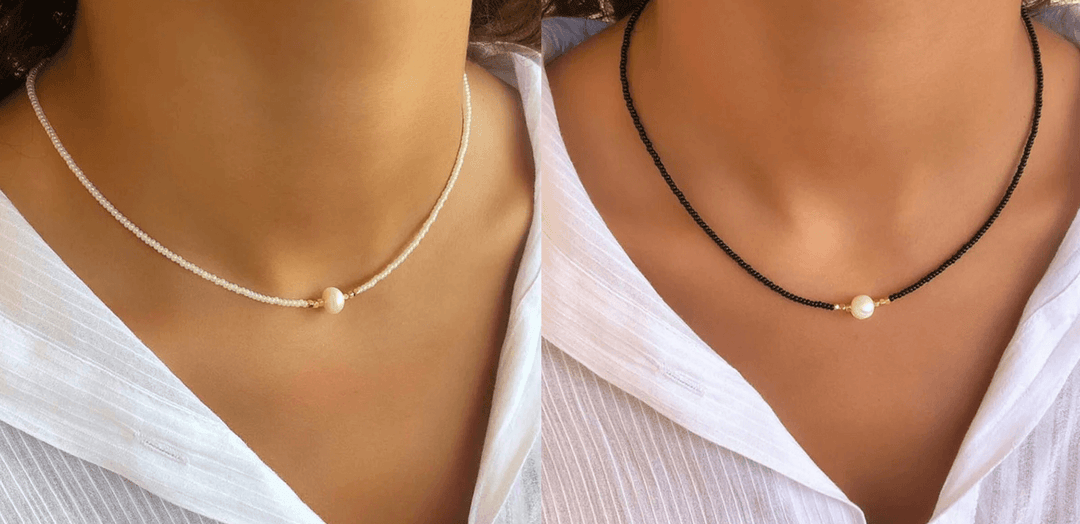 Hochwertige Damen Perlenkette. Edler Perlenschmuck und stilvolle Halskette, ein Geschenk für sie.