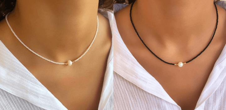 Hochwertige Damen Perlenkette. Edler Perlenschmuck und stilvolle Halskette, ein Geschenk für sie.