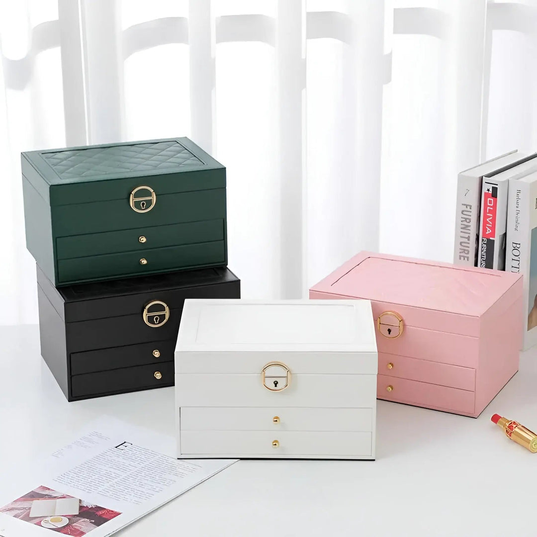 Moderne PU-Leder Schmuckbox, perfekte Geschenkidee für Damen, die Eleganz und Ordnung schätzen.