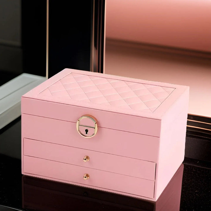 Ordnung und Eleganz: Luxus-Schmuckbox für Damen, PU-Leder, ideal zur sicheren Aufbewahrung wertvoller Stücke.