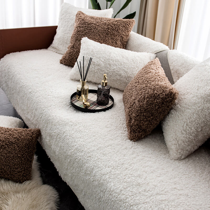Maschinenwaschbare Fleece-Sofaabdeckung, warm und dekorativ, perfekter, pflegeleichter Möbelschutz.