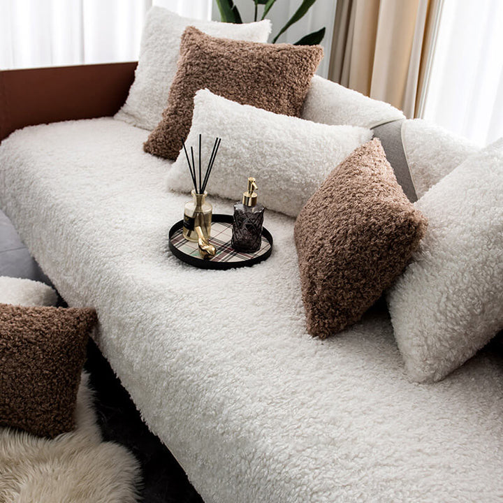 Maschinenwaschbare Fleece-Sofaabdeckung, warm und dekorativ, perfekter, pflegeleichter Möbelschutz.