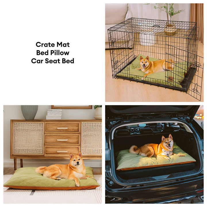 Elegante Hundematte, Kunstleder außen, weiches Fleece innen, wendbar & wasserabweisend.