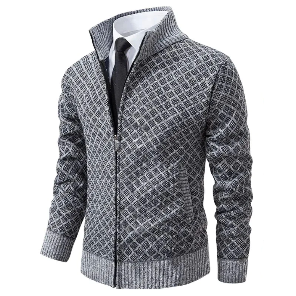 Luxuriöser Herren Strickpullover Oliver. Eleganter Winterpullover mit Rautenmuster, warm & stilvoll für jeden Anlass.