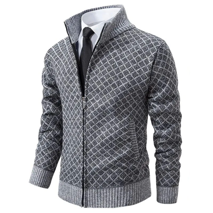 Luxuriöser Herren Strickpullover Oliver. Eleganter Winterpullover mit Rautenmuster, warm & stilvoll für jeden Anlass.