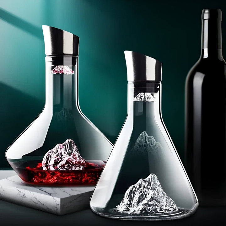 Multifunktionaler Wein-Dekanter (1500ml) aus Luxus-Kristallglas, Eisberg Design, belüftet, filtert & serviert Wein.