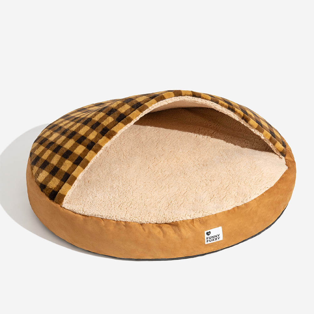 Stilvolles Hundebett aus Plüsch mit Baldachin. Ein luxuriöser & gemütlicher Schlafplatz für Ihr Haustier.