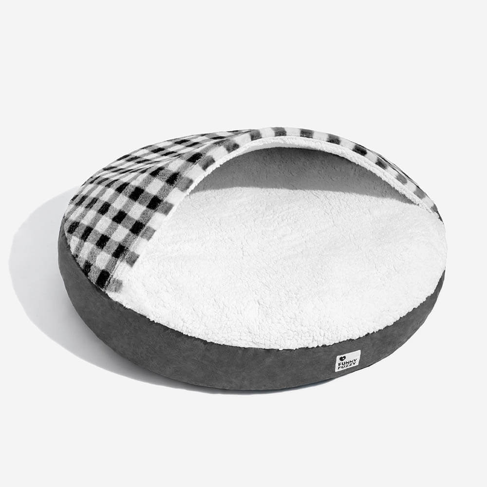 Ihr Hund wird es lieben: Luxuriöses Plüsch-Hundebett mit Baldachin für entspannten Tiefschlaf & Gemütlichkeit.