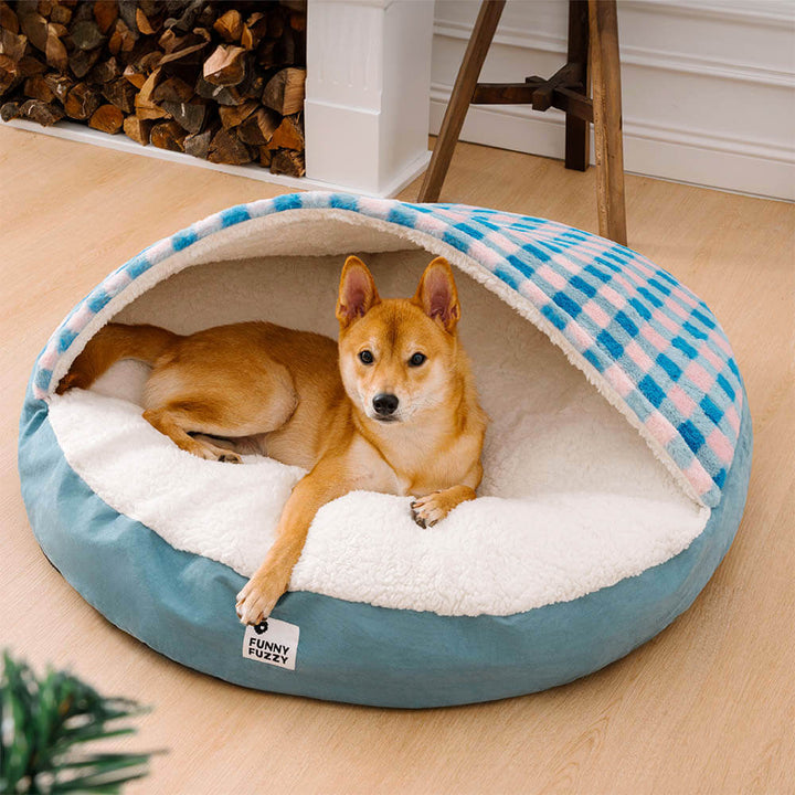 Luxuriöser Hundeschlafplatz: Plüsch-Hundebett mit Baldachin. Super weich & gemütlich für jeden Hund.