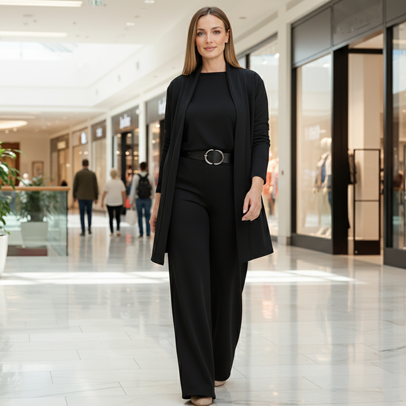 Modisches Damen Dreiteiliges Set in luxuriöser Qualität, perfekt für Büro, Meetings oder einen stilvollen Alltagslook.
