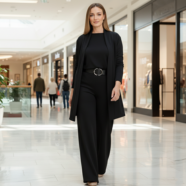 Modisches Damen Dreiteiliges Set in luxuriöser Qualität, perfekt für Büro, Meetings oder einen stilvollen Alltagslook.