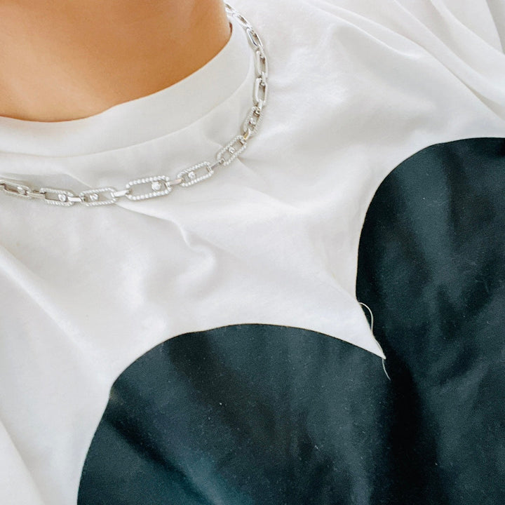 Elegante Unisex Diamant Ring Choker Halskette aus Sterlingsilber, in Schmuckbox, perfektes Geschenk.