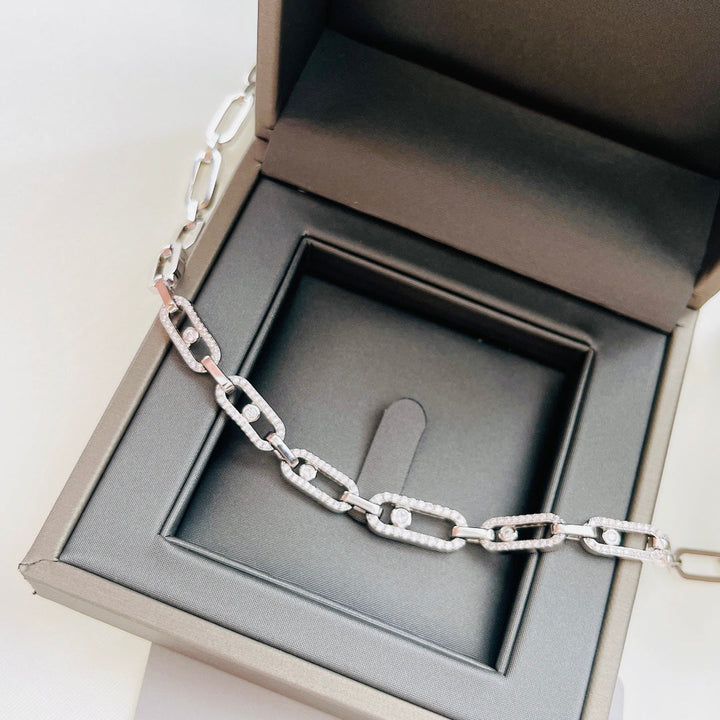 Glamouröse Unisex Halskette mit Diamant-Ring Choker Design, aus hochwertigem Sterlingsilber.