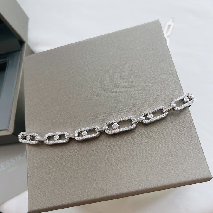 Geschenkidee: Unisex Halskette Choker, Sterlingsilber, weißgold-finish, mit strahlendem Zirkon Diamant Ring.