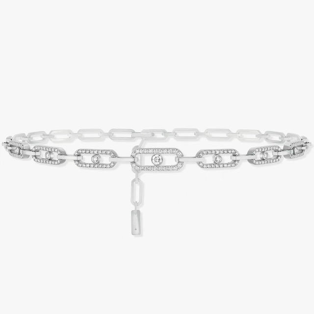 Unisex Diamant Ring Choker Halskette aus Sterlingsilber, elegant mit Glitzer Zirkon.