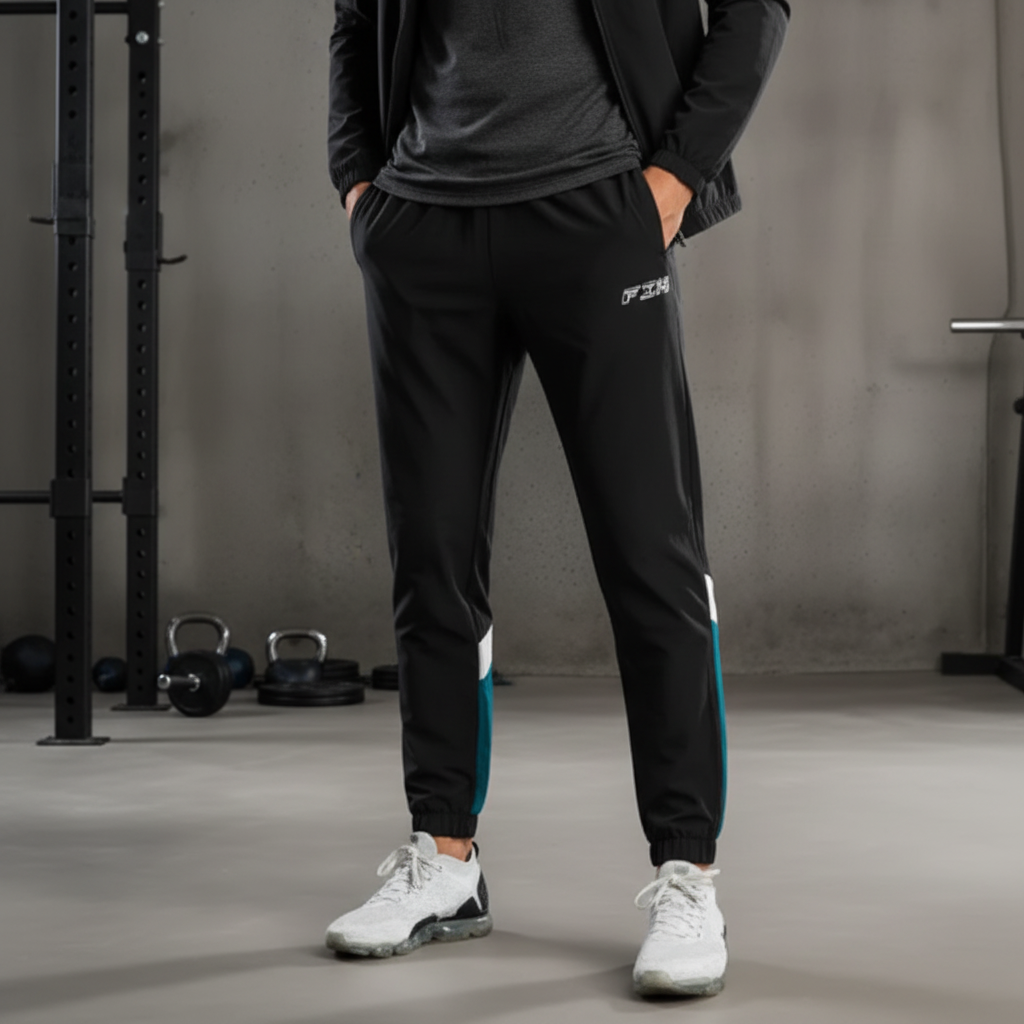 Männer Sportanzug Zweiteiler mit stilvollem Farbblock Design, ideal für Sport & Freizeit. Atmungsaktiver Baumwollmix.