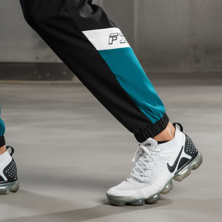 Clyde Männer Activewear Zweiteiler im modernen Farbblock Design. Atmungsaktiver Baumwollmix Sportanzug für Herren.