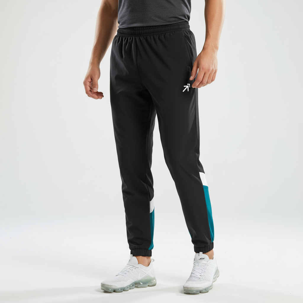 Stylischer Herren Freizeitanzug Zweiteiler mit Farbblock Design. Atmungsaktiver Baumwollmix für aktive Männer.