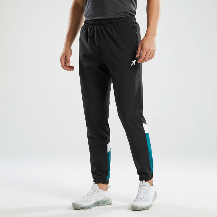 Stylischer Herren Freizeitanzug Zweiteiler mit Farbblock Design. Atmungsaktiver Baumwollmix für aktive Männer.
