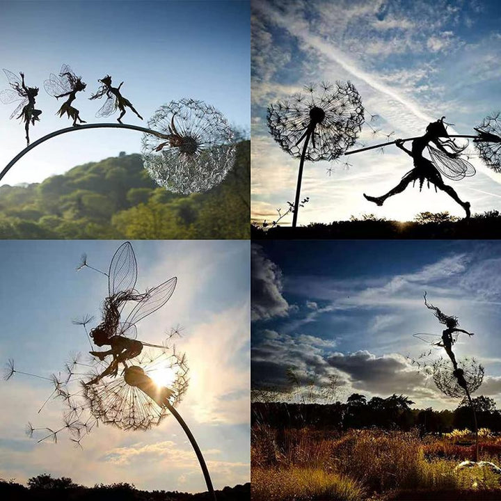 Verzaubernde Feen-Gartenfigur aus Metall, ideal als Rasendekoration & Außenbereich Deko.