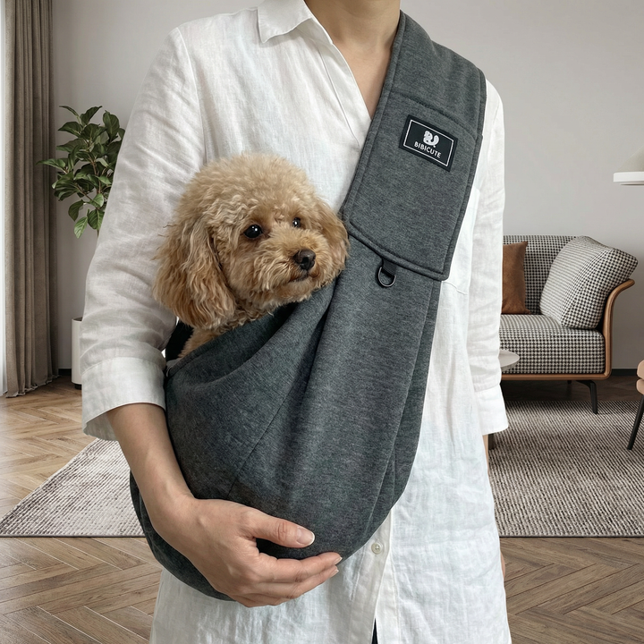 Schwarzer Hunde-Schulterrucksack, atmungsaktiv & wasserabweisend, ideal für sicheren Haustiertransport.