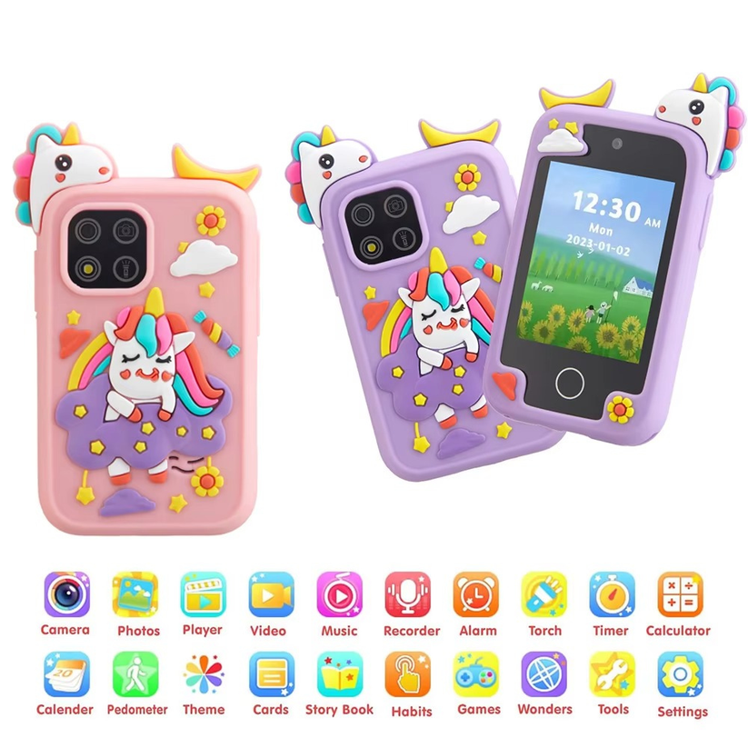 Pädagogisches Lernspielzeug Kinder Smartphone, interaktiv, ideal für Kleinkinder zum Zahlen- & Buchstabenlernen.