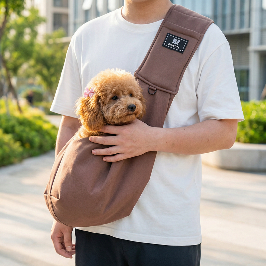 Kleiner Hund sicher & bequem im atmungsaktiven Hunde-Rucksack, bereit für Outdoor-Abenteuer.
